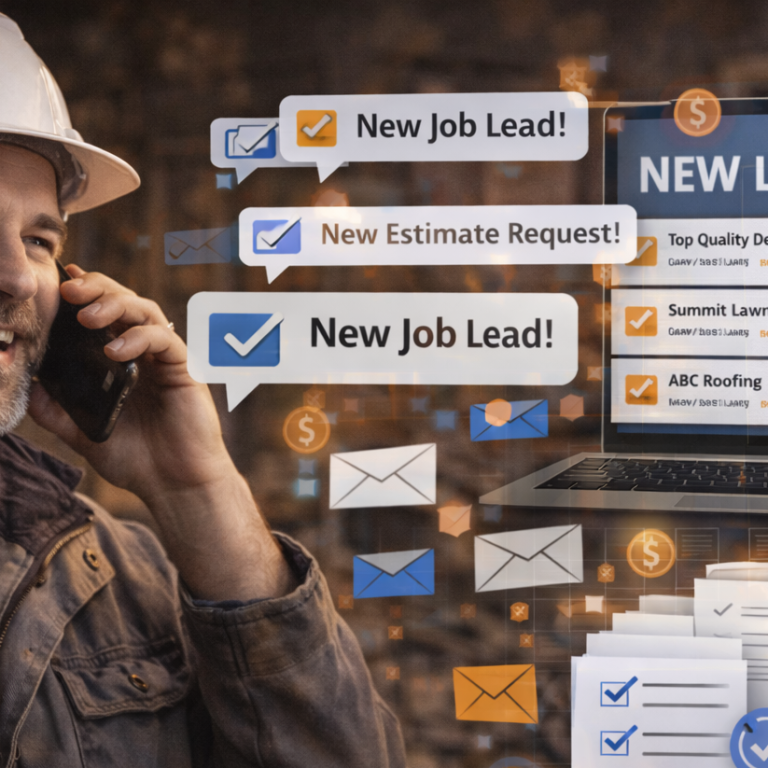 Contractor receiving new job leads and estimate requests from Google Ads campaigns