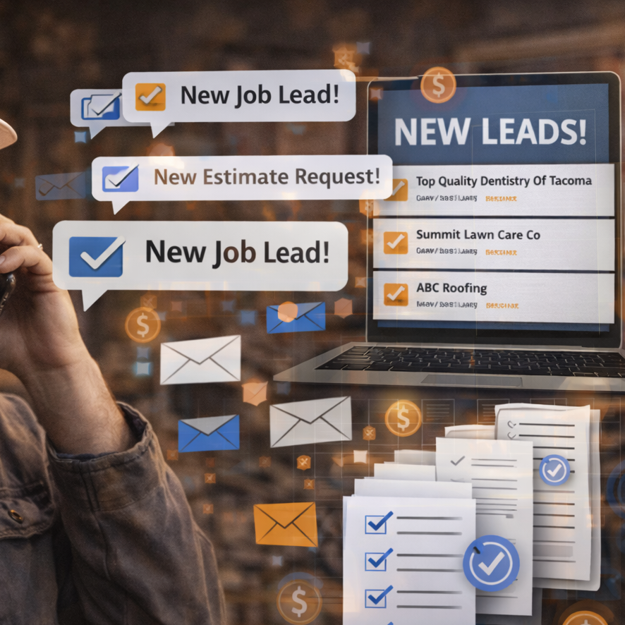 Contractor receiving new job leads and estimate requests through digital marketing and online lead generation