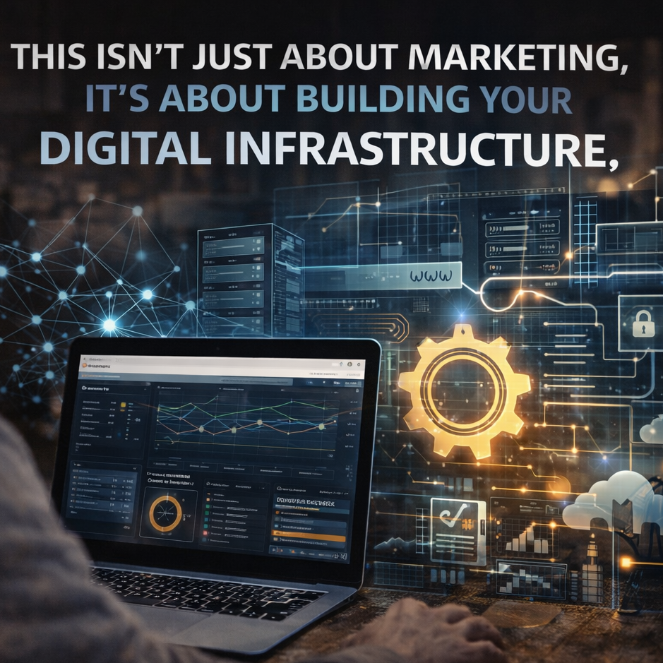 Building digital marketing infrastructure with analytics dashboard and connected online systems